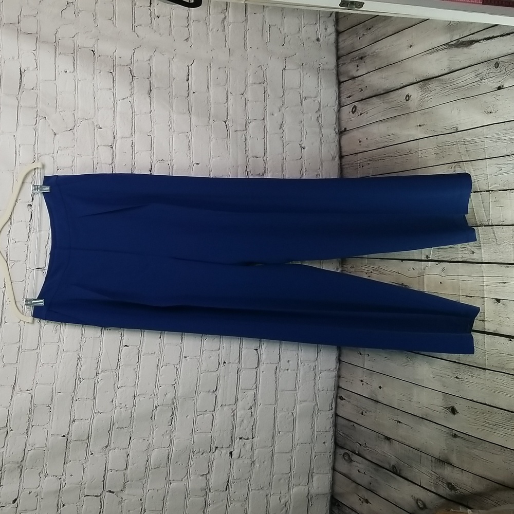 Misook womens Palazzo Pants size small Zip front Royal blue w/pockets New Cond.